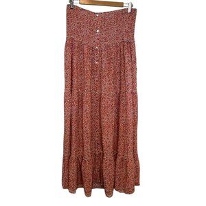 ESQUALO Red Floral Maxi Skirt
